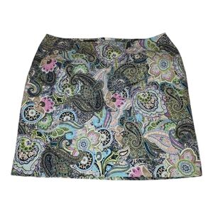 Talbots Paisley Print Mini Skirt Colorful Floral Pattern A-Line Party Cocktail‎
